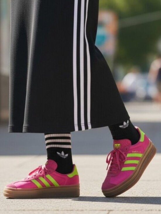 adidas Originals Shoes - ADIDAS GAZELLE Bold Platform Sneakers W 10 11 RARE Pink Green Satin Trainers Gum